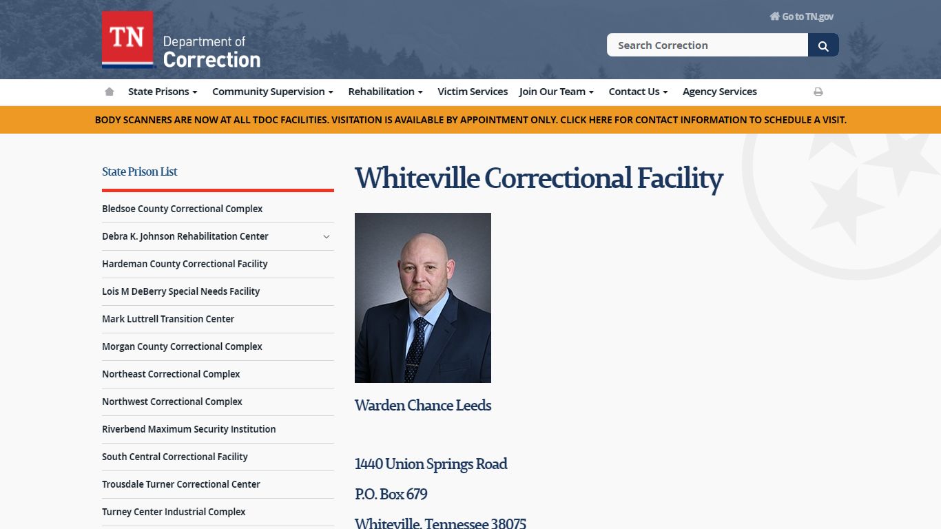 Whiteville Correctional Facility - TN.gov